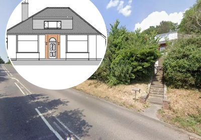 The fire-damaged house, at Puriton Hill, will be replaced if plans are approved. Pictures: Google/LBP/Somerset Council