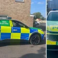 The new all-electric police car is patrolling in Glastonbury and Street. Pictures: Avon & Somerset Police
