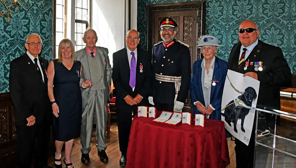 The Lord Lieutenant presented the medals at the Bishops Palace in Wells