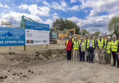 Stonewater representatives with members of Somerset Council and Frome Town Council at the Cherry Grove site in Frome