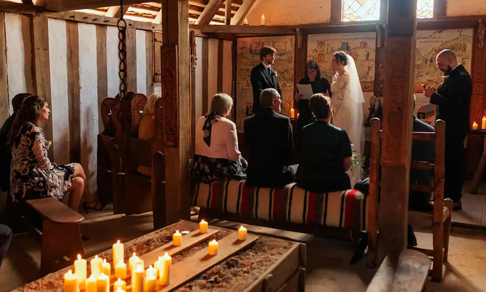The longhouse, at Avalon Archaeology, is perfect for an intimiate ceremony