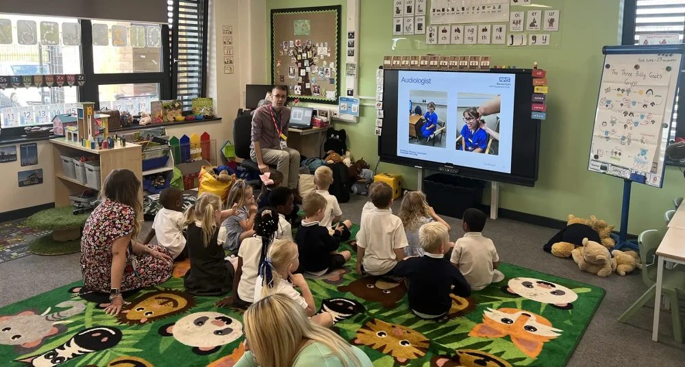 NHS staff speak to young people about how the health service works - and careers on offer