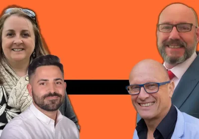 Lucy Trimnell and Diogo Rodrigues, on the left, proposed the motion, which was criticised by Leigh Redman and Martin Dimery, right