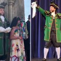 Brad Crowley, Glastonbury's new town crier, officially opened Beltane celebrations, left, though we're sure he was happy about it really! Pictures: Glastonbury Town Council