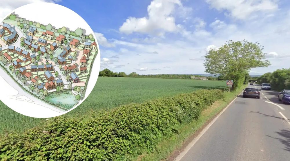 75 homes could be built on land off the A38 West Buckland Road. Pictures: Google/Polden Planning/Somerset Council