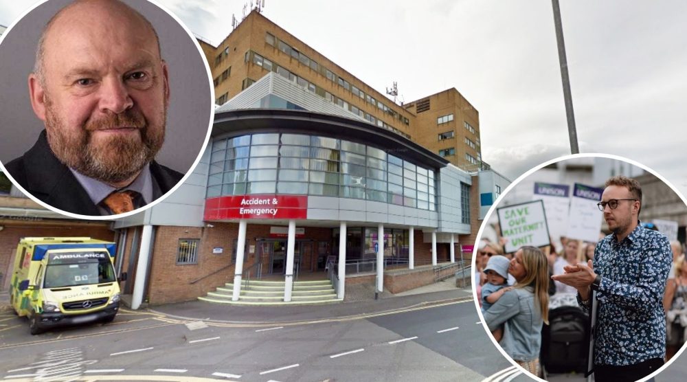 Somerset Council leader Bill Revans, top left, and YEovil MP Adam Dance, bottom right, have joined calls for clarity over the future of maternity services at YDH