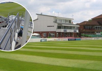 The new staircase has been installed at the Andy Caddick Pavilion at Taunton