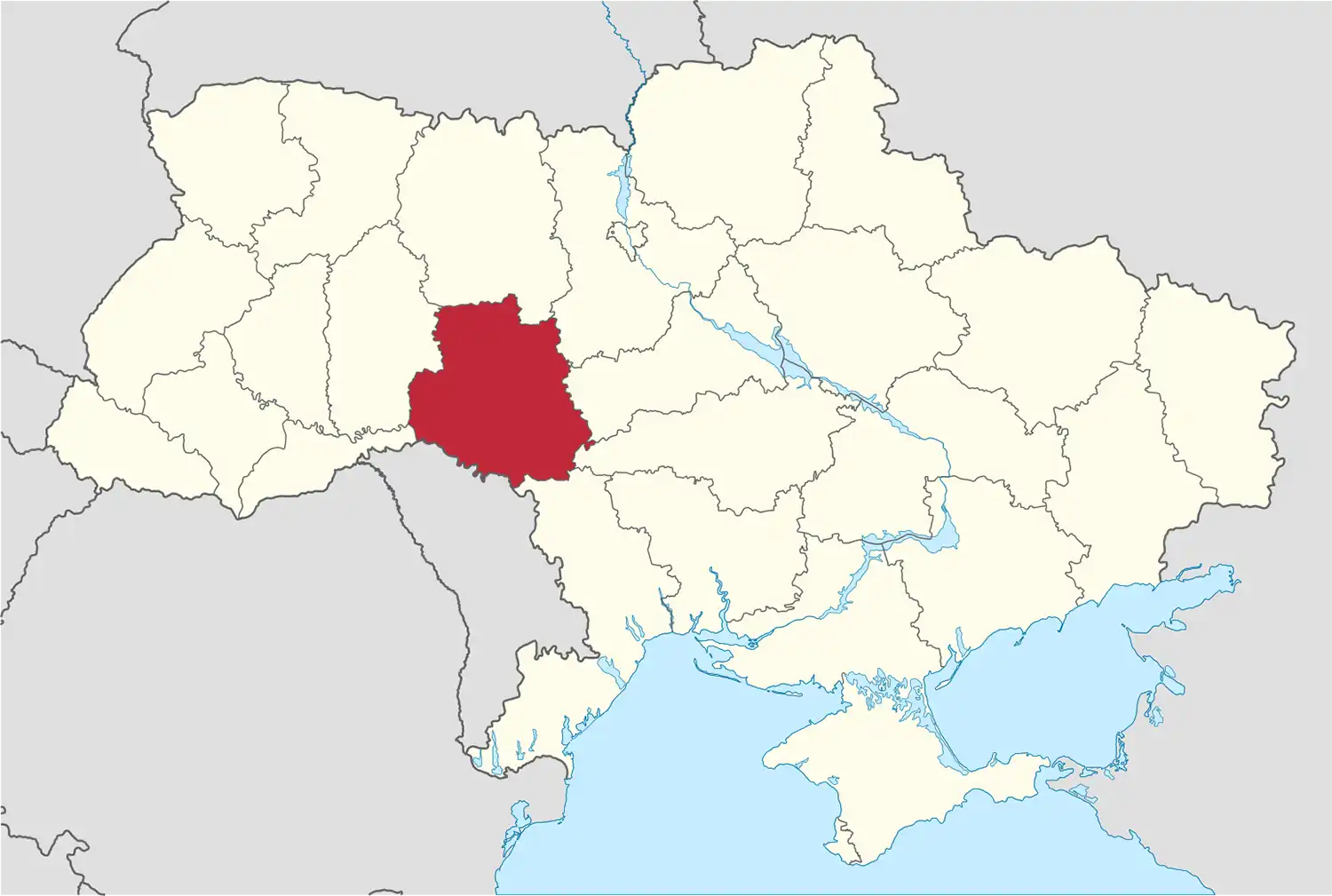 The Vinnytsia Oblast region on a map of Ukraine. Picture: Tubbs/Creative Commons