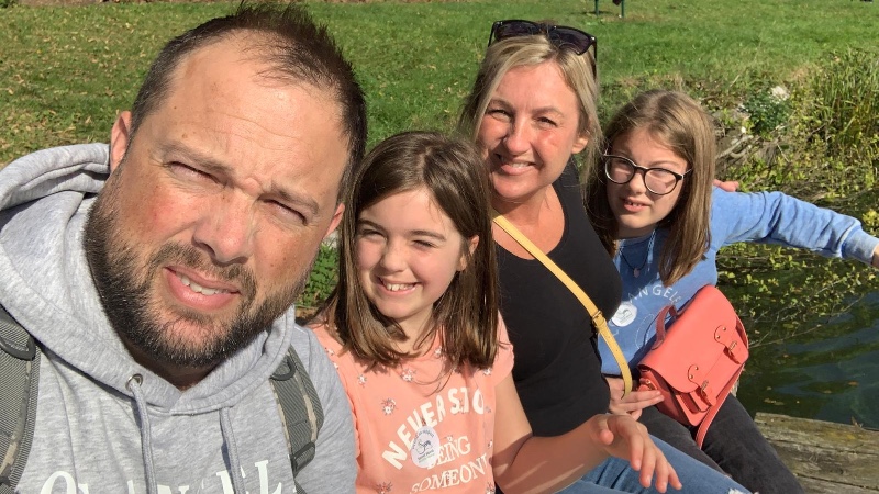 Jon with wife Marie and their two girls Picture: Daniel Walker-Hemmingfield