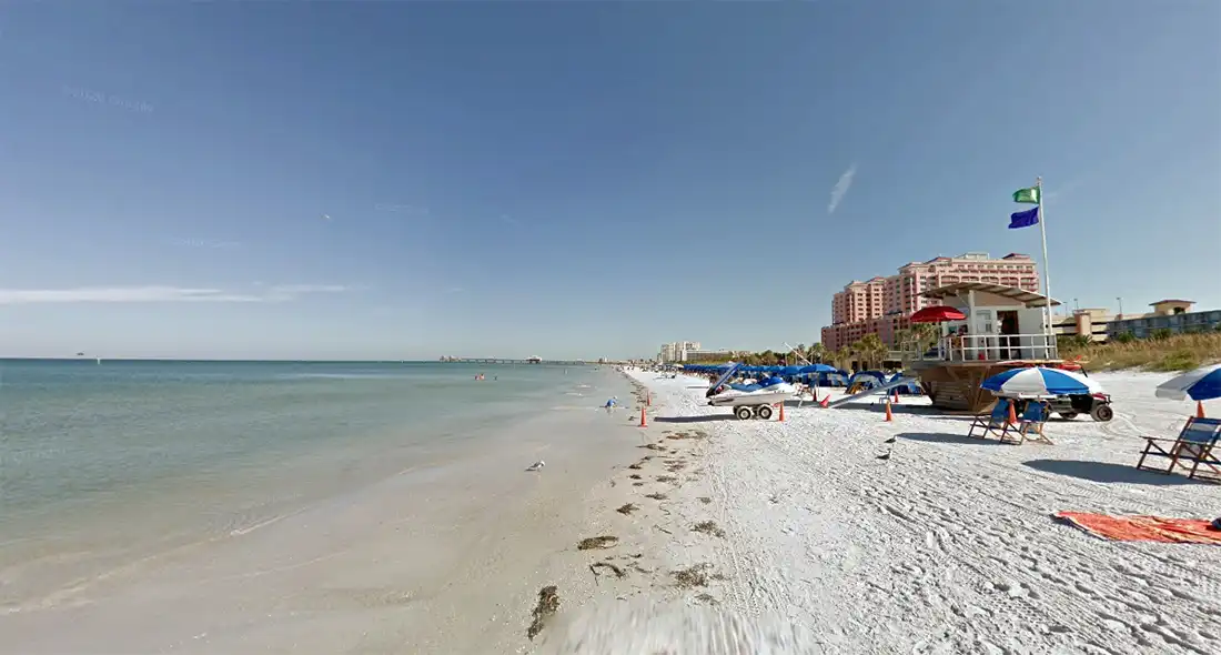Clothes believed to belong to the dead man were found folded on Clearwater Beach. Picture: Google
