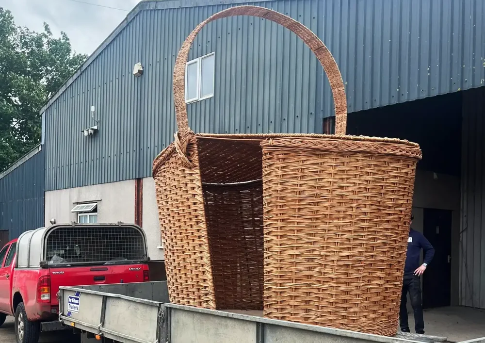 The giant willow basket was made by Coates English Willow, in Stoke St Gregory. Pictures: Coates English Willow