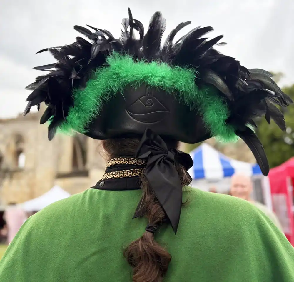 Glastonbury town crier Brad Crowley sporting his new hat - created by TribaMythica. Picture: TribaMythica