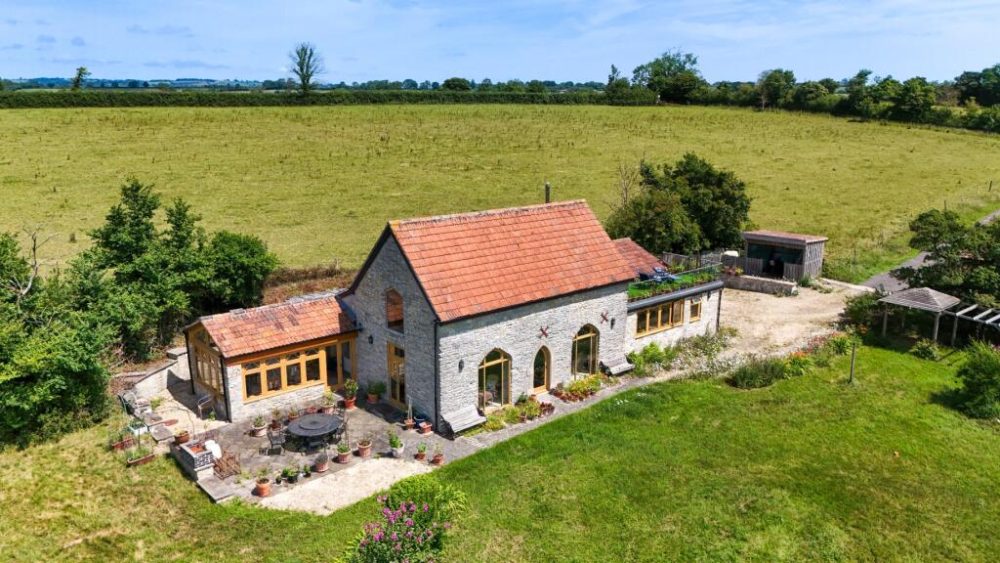 Trefelds Barn overlooks Pilton - and the Glastonbury Festival site