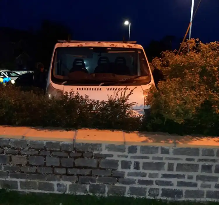The van crashed into a wall in Somerton before the driver fled. Pictures: Avon & Somerset Police