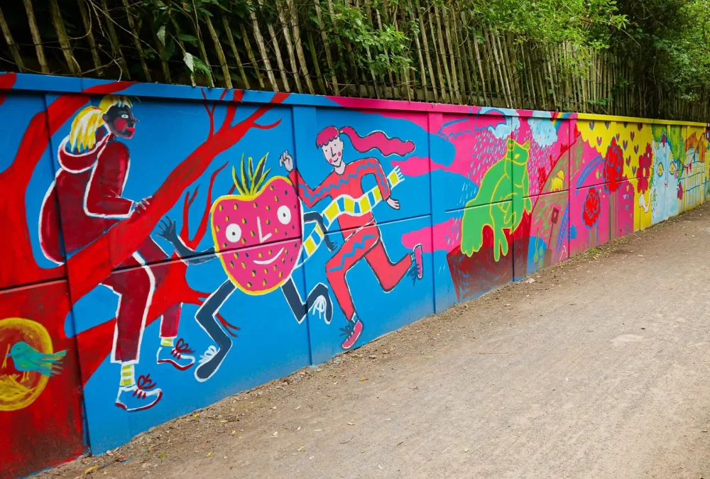 The mural spans 100ft of the Strawberry Line in Winscombe. Picture: North Somerset Council