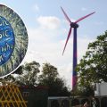 The temporary wind turbine at Glastonbury is part of the festival's environmental ethos. Pictures: Paul Jones/Somerset Leveller