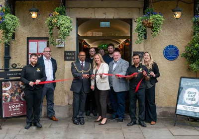 Mayor of Wells, Cllr Louis Agabani, did the honours at the relaunch at The Swan