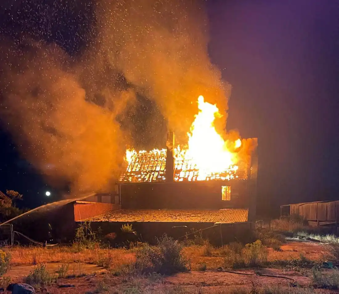 The building, in Creech St Michael, was completely destroyed, firefighters said. Pictures: Taunton Fire Station