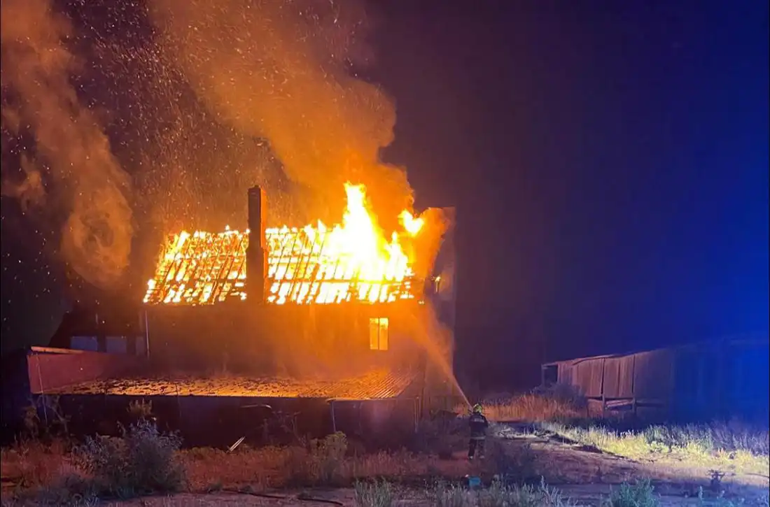 The building, in Creech St Michael, was completely destroyed, firefighters said. Pictures: Taunton Fire Station