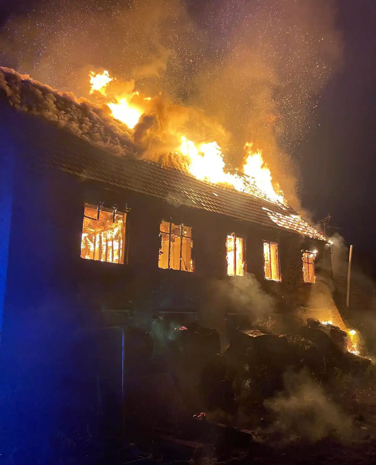 The building, in Creech St Michael, was completely destroyed, firefighters said. Pictures: Taunton Fire Station