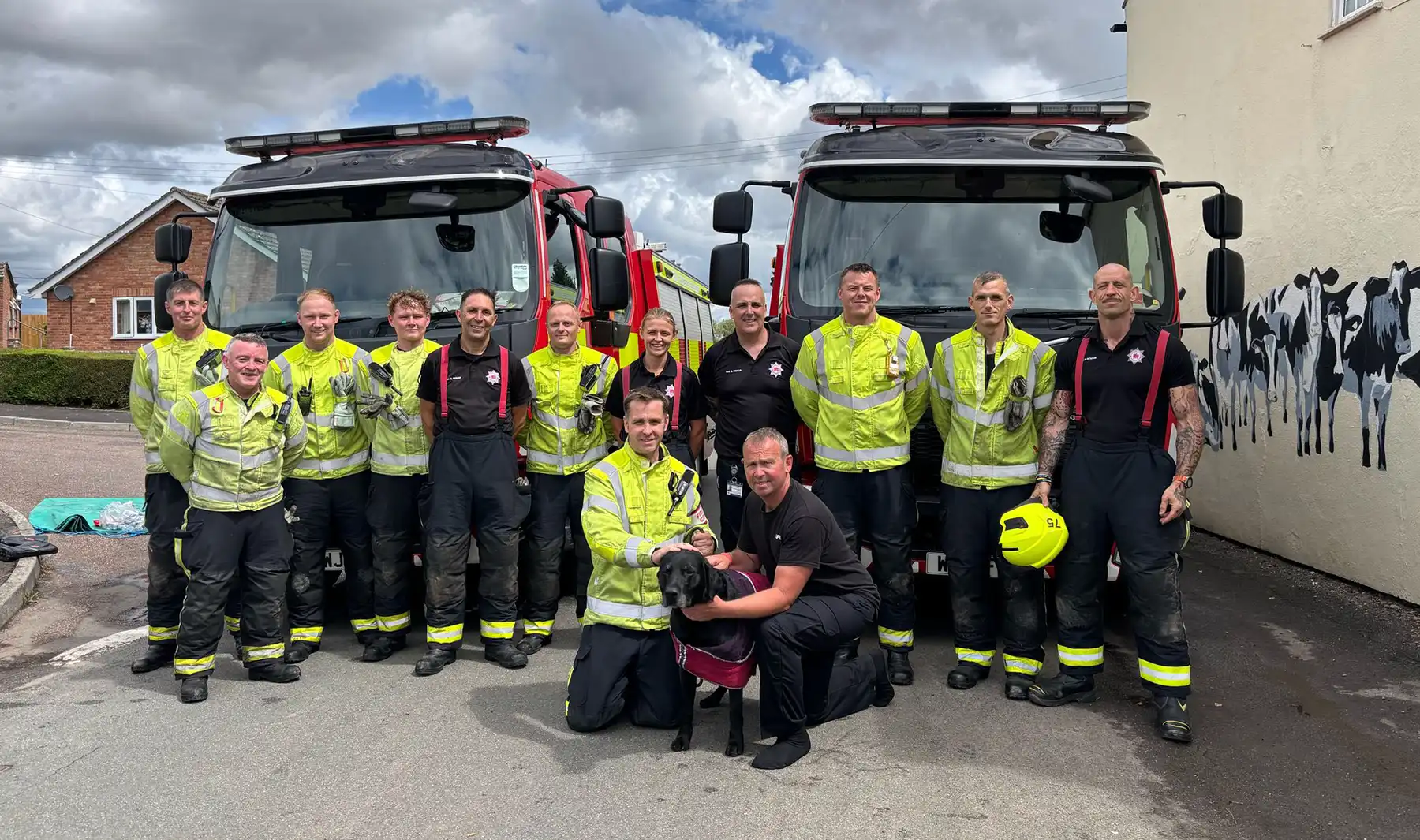Firefighters with Jackson after the rescue. Picture: Taunton Fire Station