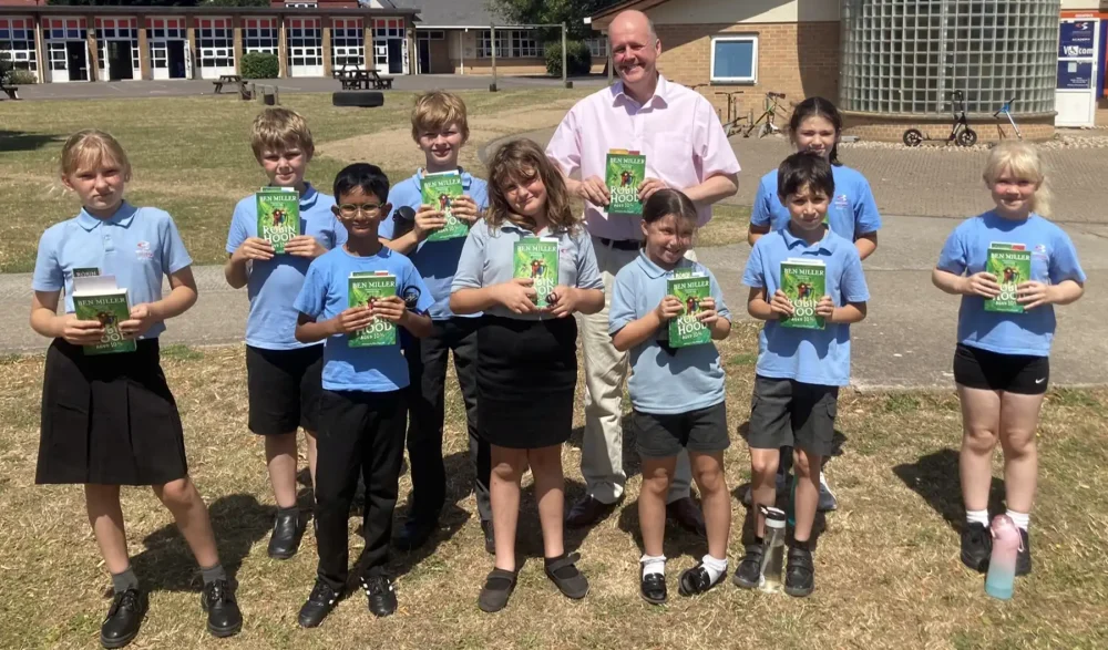 MP Ashley Fox with children at Bridgwater College Academy Primary