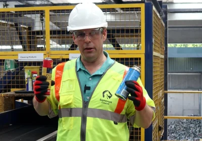 Cllr Richard Wilkins with gas canisters - which must not be put in recycling containers. Picture: Somerset Council