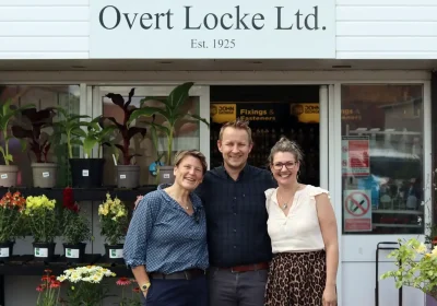 Glastonbury & Somerton MP Sarah Dyke with Rob and Louise Gillard at Overt Locke