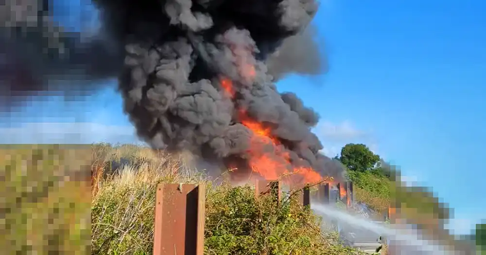 Firefighters tackled the blaze at Stoney Stoke, Somerset. Picture: Wincanton Fire Station