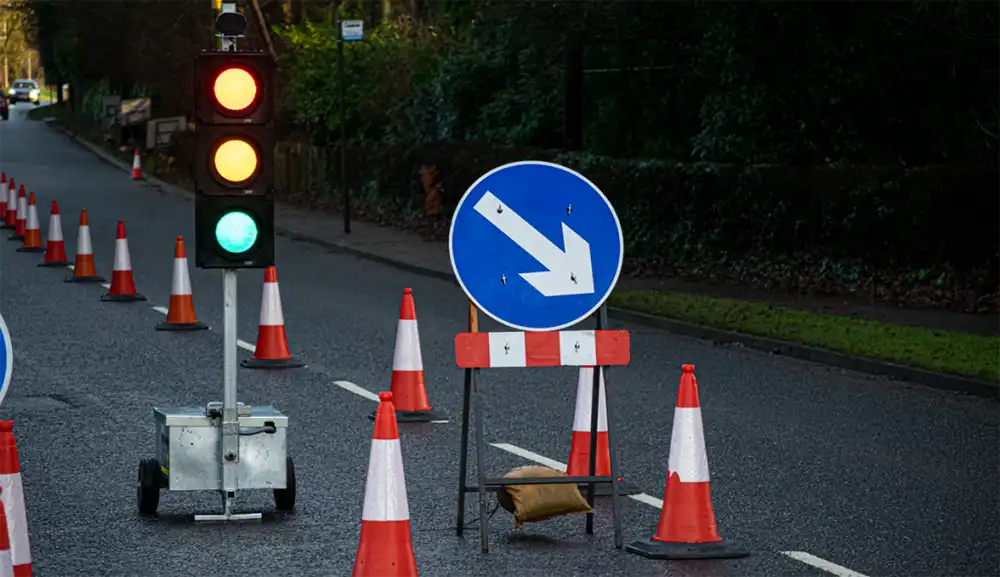 Temporary traffic lights have caused delays during roadworks in Congresbury