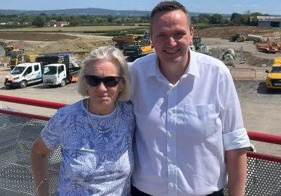 MP Tessa Munt and council leader Mike Bell at the Banwell Bypass site. Picture: North Somerset Council