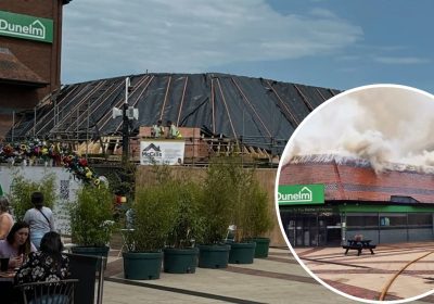 Fire ripped through the roof of Yeovil Dunelm in August 2024