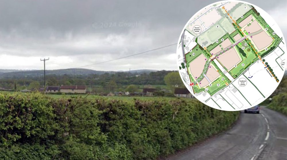120 new homes could be built on the outsirts of Frome. Picture: Pegasus Group/Somerset Council