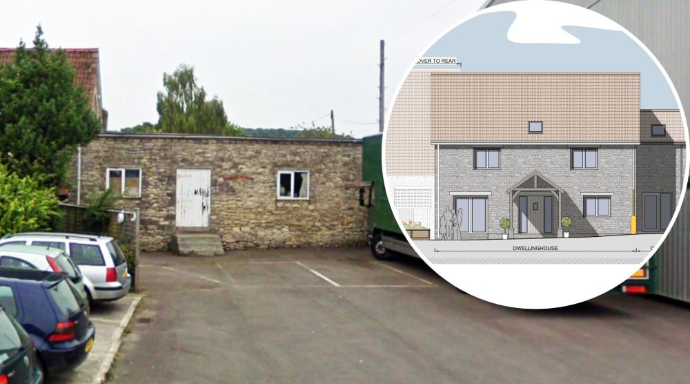 The application would see a home created on the site in Wells. Pictures: Google/Hill Reading/Somerset Council