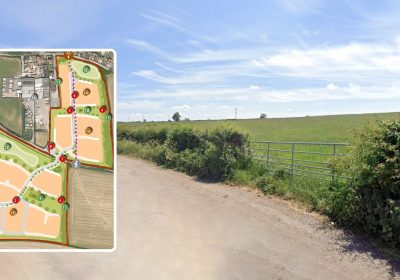 The proposal could see 170 homes built on two parcels of land in Woolavington. Pictures: Google/Pad Design/SWSD/Somerset Council