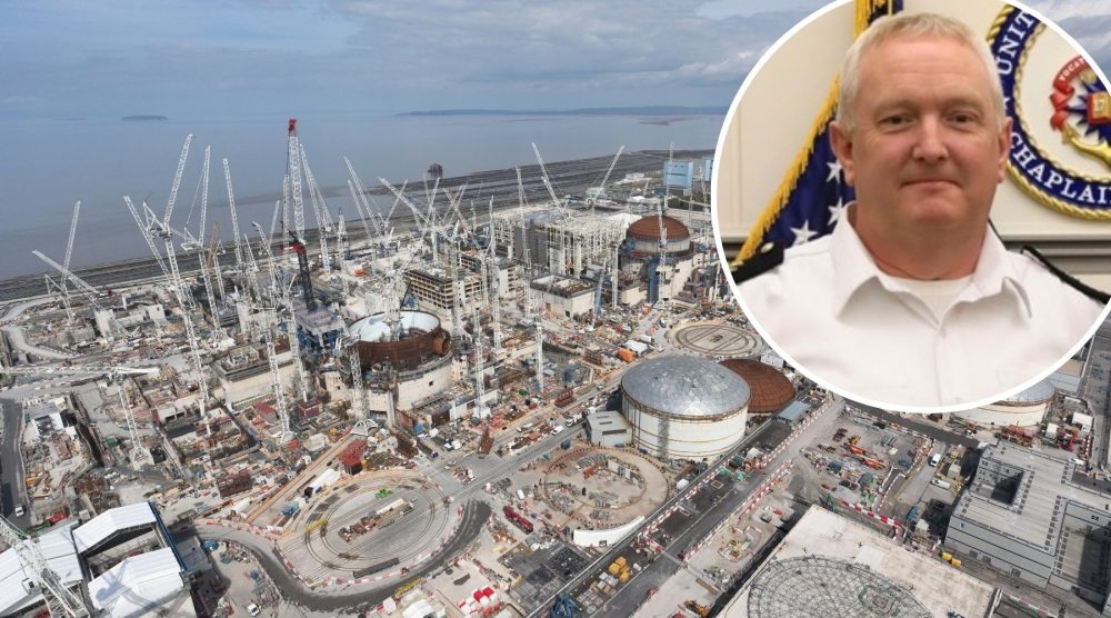 The Venerable Andrew Hillier, inset, will lead the team at Hinkley Point C. Pictures: EDF/US Navy