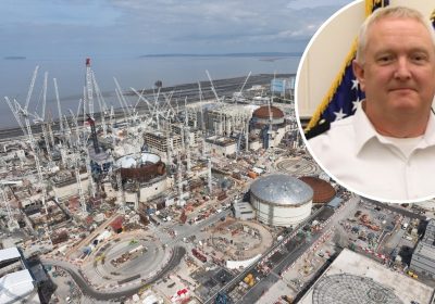 The Venerable Andrew Hillier, inset, will lead the team at Hinkley Point C. Pictures: EDF/US Navy