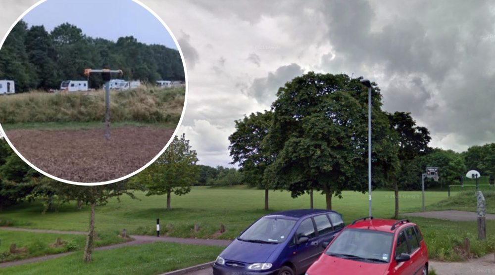 An unauthorised encampment has appeared at Hawthorn Park in Taunton. Pictures: Google/TTC