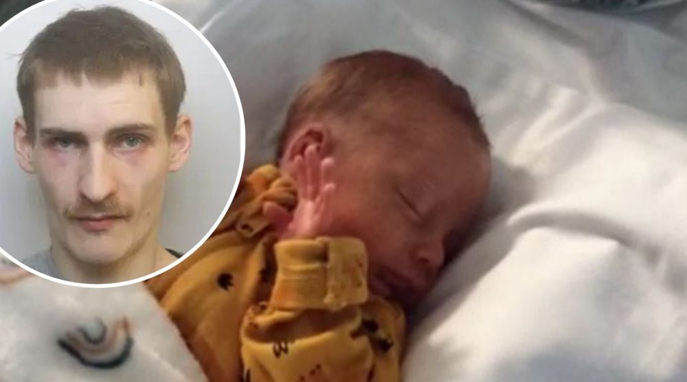 Daniel Gunter, inset, has been found guilty of murdering his son, two-week-old Brendon Gunter. Pictures: Avon & Somerset Police