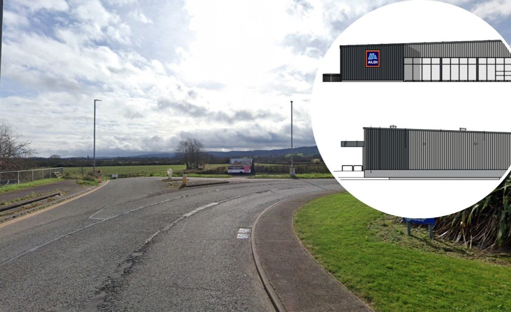 The new Aldi could be built off the A38 at Chelston, near Wellington. Pictures: Google/Kendall Kingscott/Somerset Council