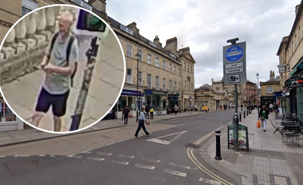 Police are keen to trace this person in connection with an assault in Bath. Pictures: Google/Avon & Somerset Police