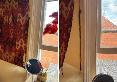 A mirror left on a windowsill in Yeovil started a small fire. Pictures: Yeovil Fire Station