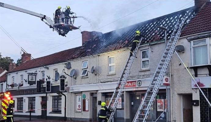 The roof space of the building, in Cannington, was completely destroyed. Picture: Taunton Fire Station
