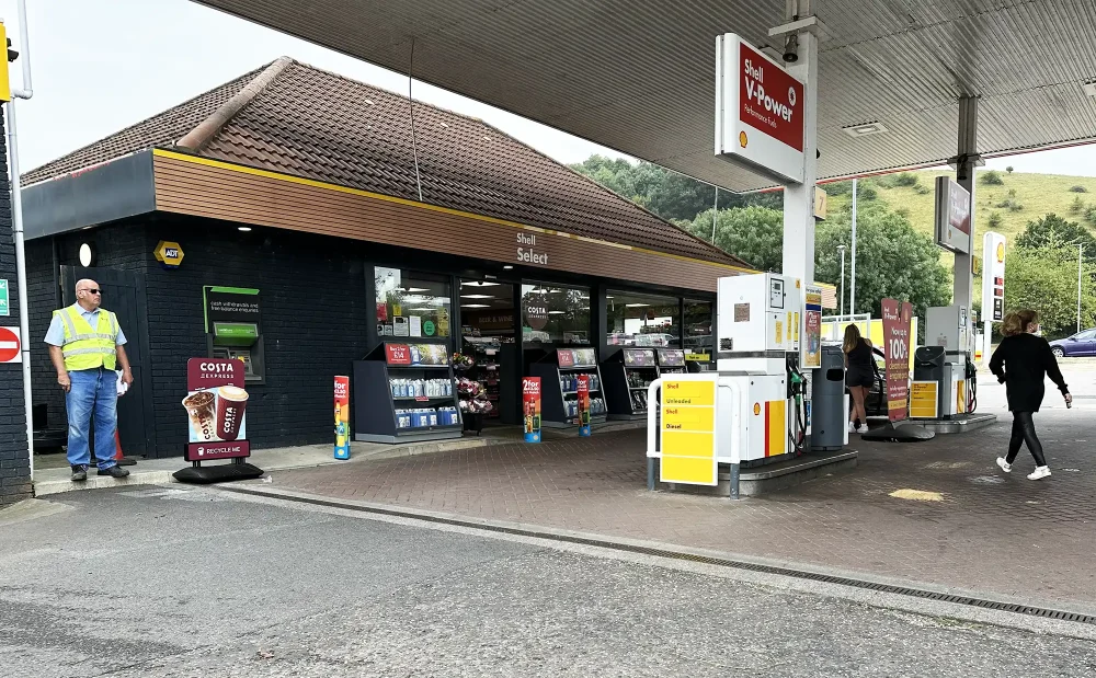 The Shell filling station shop at Wirral Park, Glastonbury, is set to get a new look. Picture: MBH Design Studio/Somerset Council