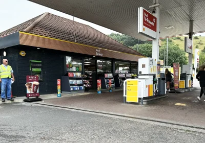 The Shell filling station shop at Wirral Park, Glastonbury, is set to get a new look. Picture: MBH Design Studio/Somerset Council