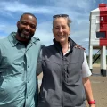 Presenter JB with Capt Tyson at the Burnham low lighthouse. Picture: Somerset Council