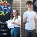 Pictured (left) Jenson and Dorry who both exceeded their target grades in many subjects and Theo P (right) who is off to study at Exeter Maths School Picture: Pyrland School