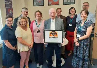 Louise's husband, Jim Binning, was at the official naming of the new room at Yeovil Library. Picture: Somerset Council