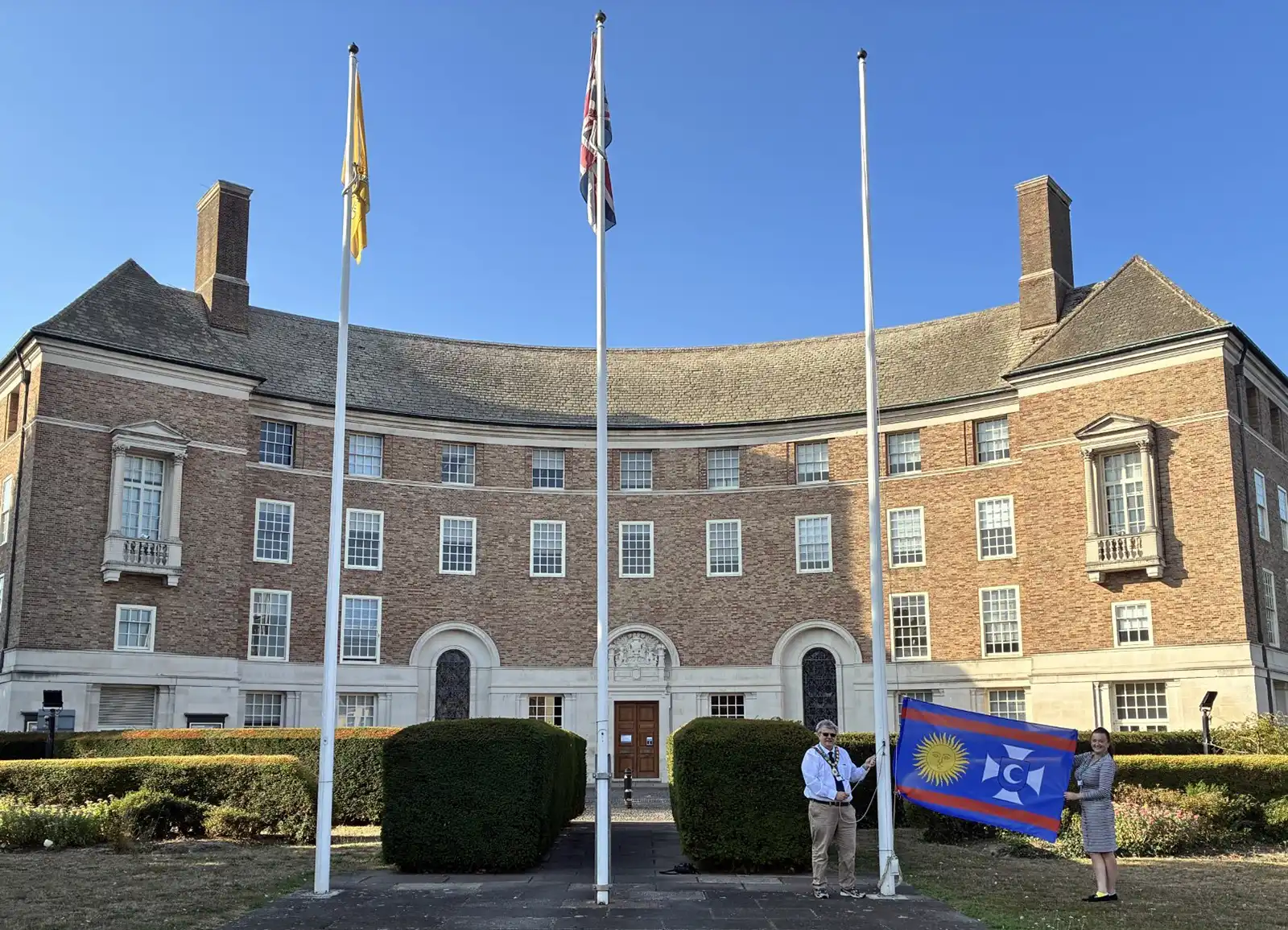 Mike Best leading the flying of the flag at County Hall in Taunton. Picture: Somerset Council