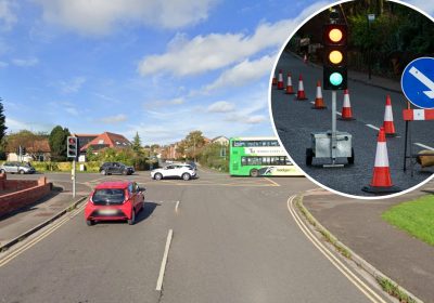 Temporary lights will be in place at the junction of New Bristol Road and Station Road in Weston. Picture: Google
